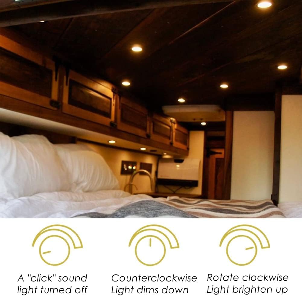 Obeaming 12V Light Dimmer, Rv Boat Dimmer Switch High Side Pwm Rotary Dimming Switch For Camper Van Travel Trailer Truck Lighting Fixtures, Strip Lights, Puck Lights, Awning Lights