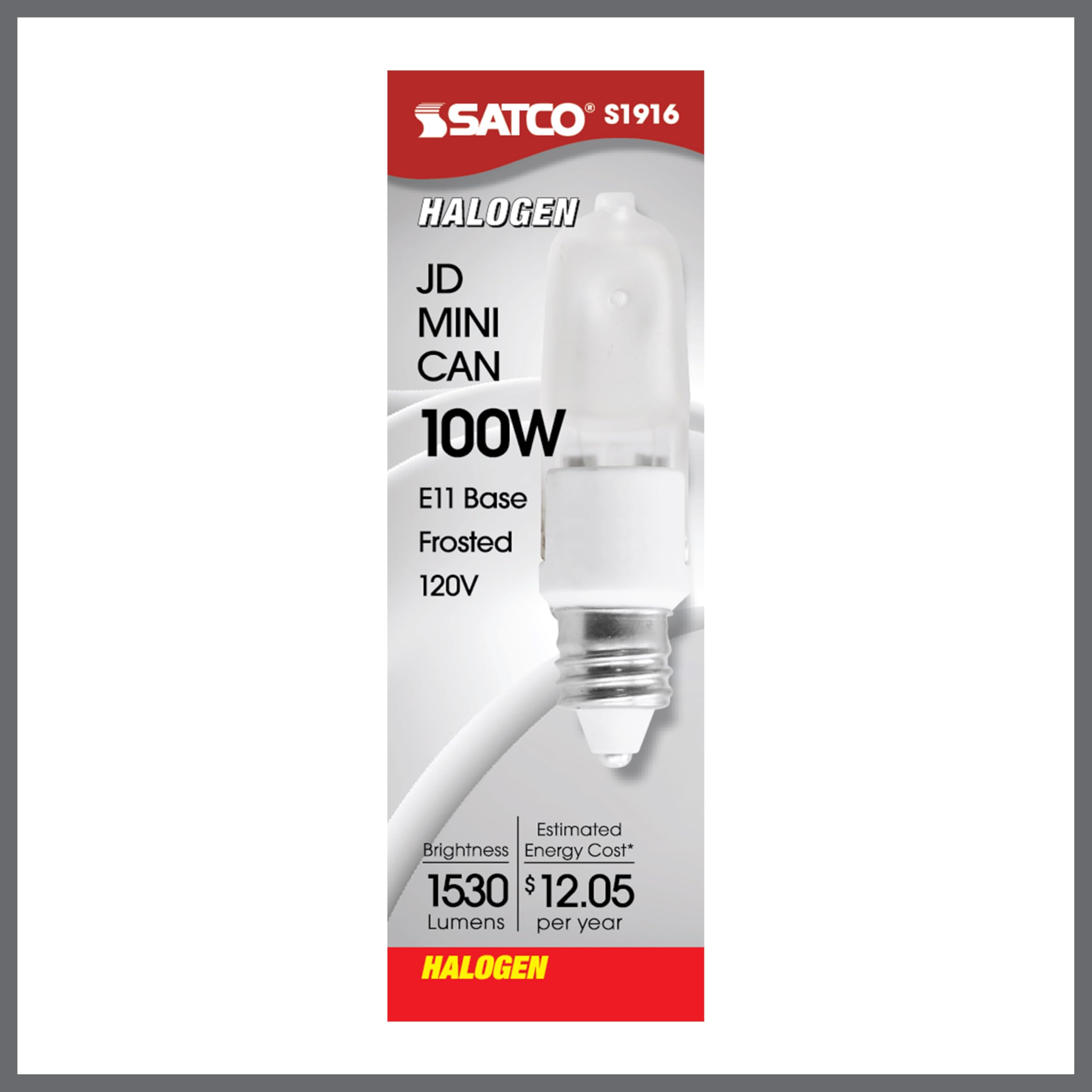 Satco S1916 120V 100-Watt T4 E11 Base Light Bulb, Frosted