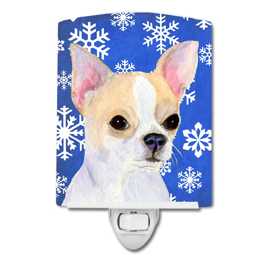 Carolines Treasures Night Light - Chihuahua Winter Snowflakes, Ceramic, UL-Certified, 6x4x3in, Multicolor, Model SS4612CNL
