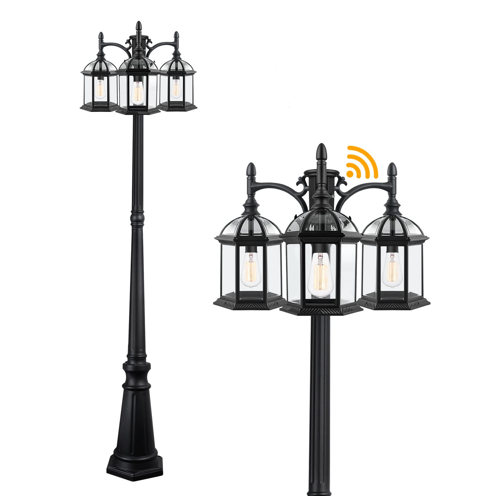 PARTPHONER Dusk to Dawn Outdoor Lamp Post Light, Triple Head