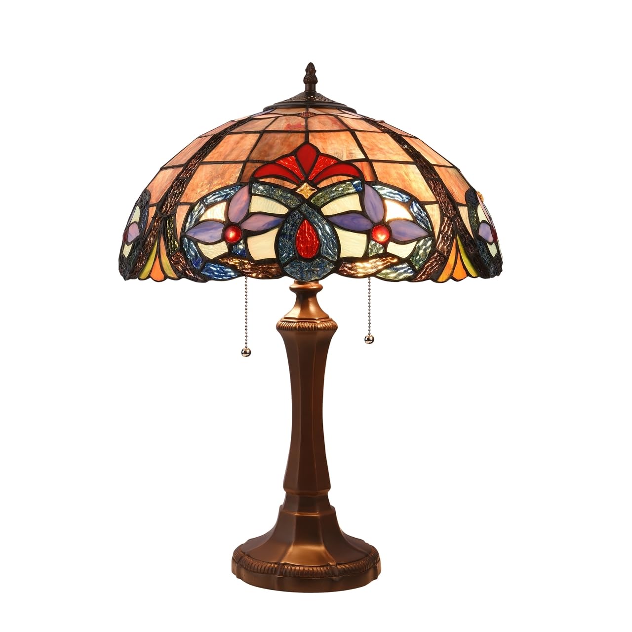 CHLOE Lighting JUDE Tiffany-style Dark Bronze 2 Light Victorian Table Lamp 16 Shade