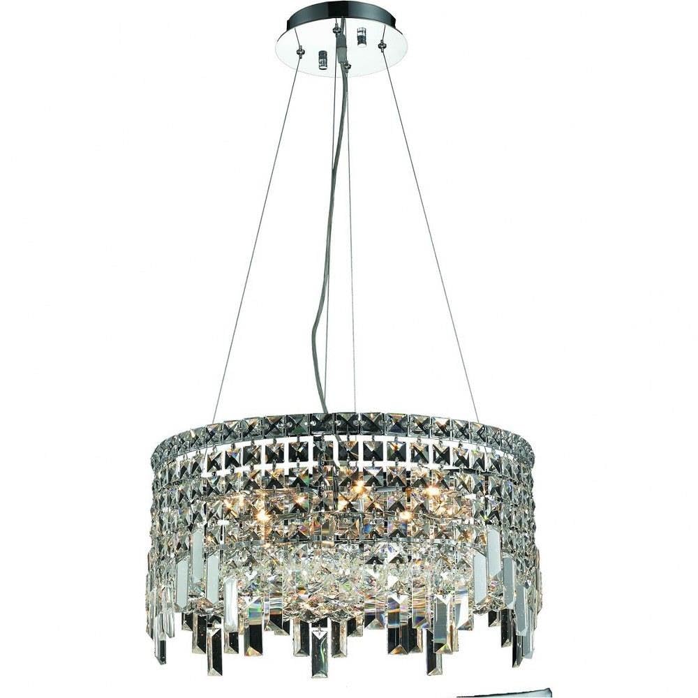 Elegant Lighting 2031D20C/RC 12-Light Crystal Pendant, 20in x 10.5in, Chrome Finish, Clear Crystals