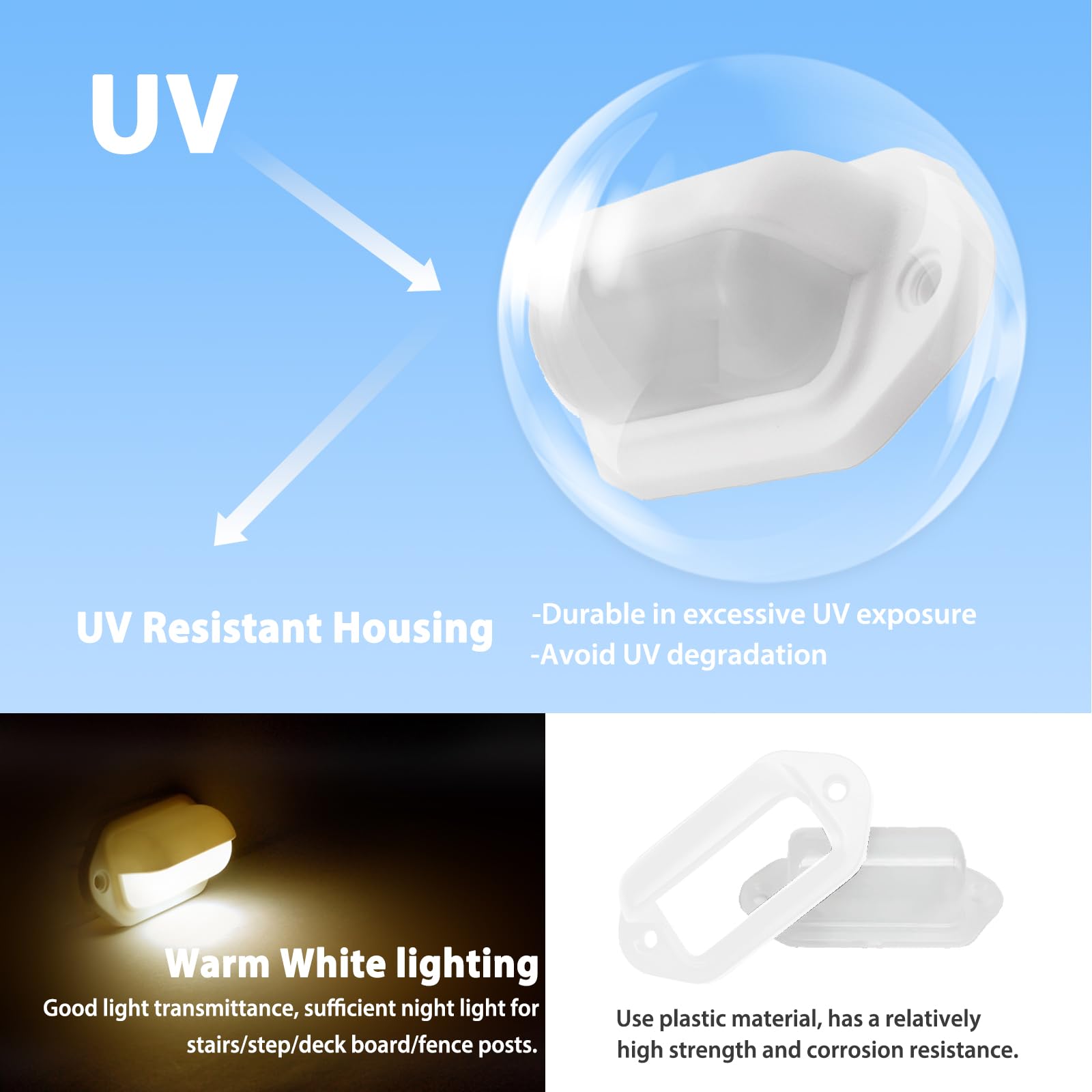 Dream Lighting LED License Plate Lights, 12V, Warm White, 2.6 inch, Plastic, Model 0011503WX6, Pack of 6, White Shell