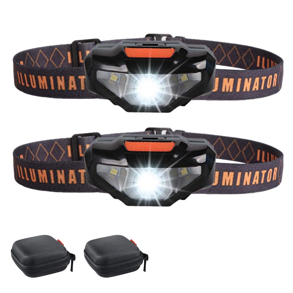 Cosoos 2 Led Headlamps Flashlights With Portable Cases, 1.6Oz Mini Bright Running Headlamp, Waterproof Head Lamps, Small Headlig