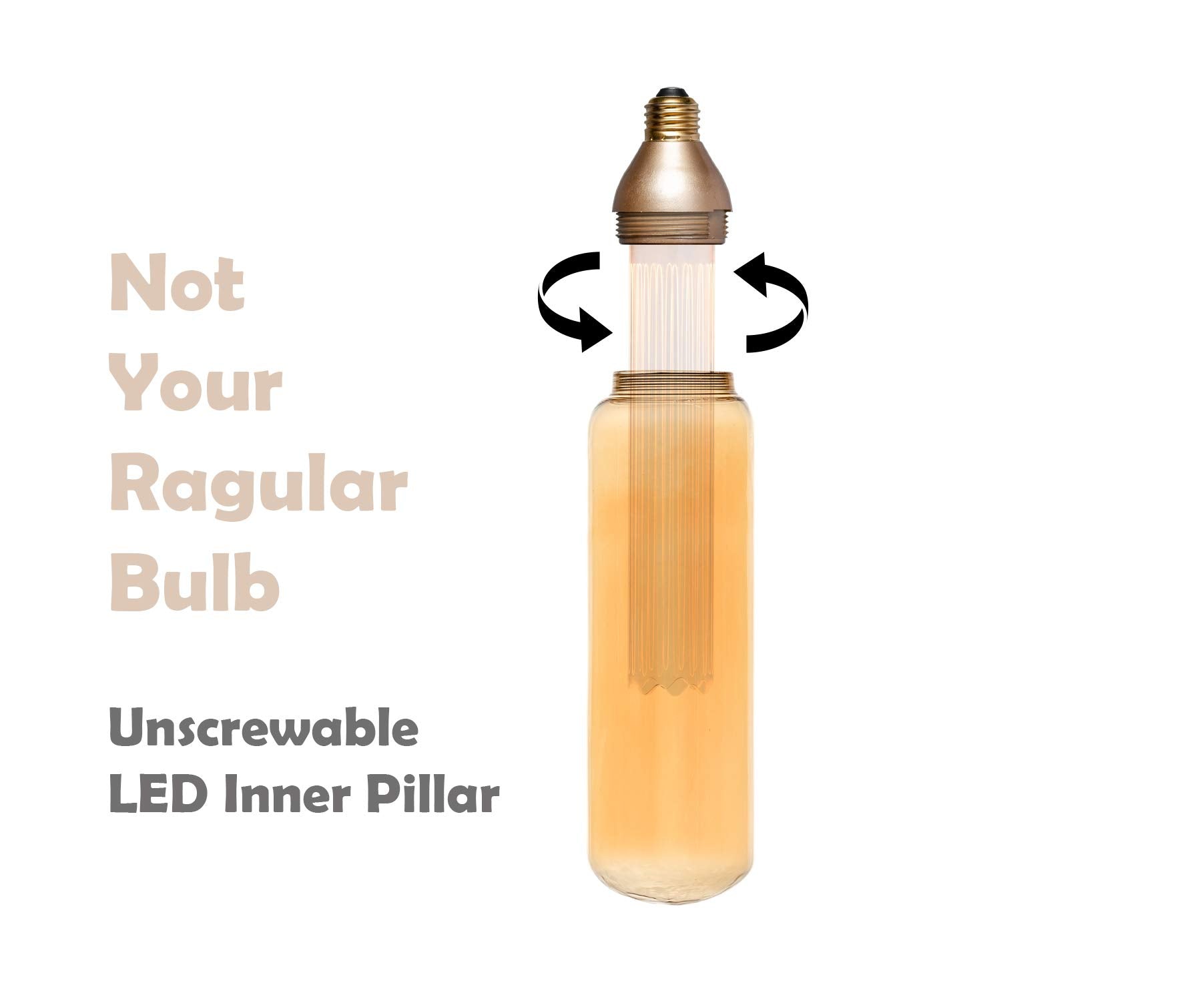 Next Glow LED Light Bulb E26, 8W Amber Acrylic Pillar, 2000K Warm Glow, Non-Dimmable, Ideal for Home Decor & Pendant Fixtures