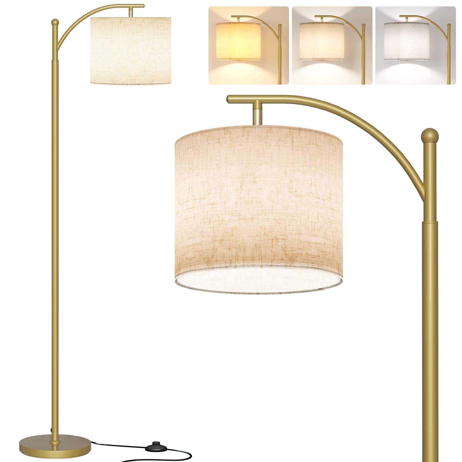 SUNMORY Arc Floor Lamp, Modern Design, 9W 3 Color Temperatures Bulb, Gold, Model MF18166A