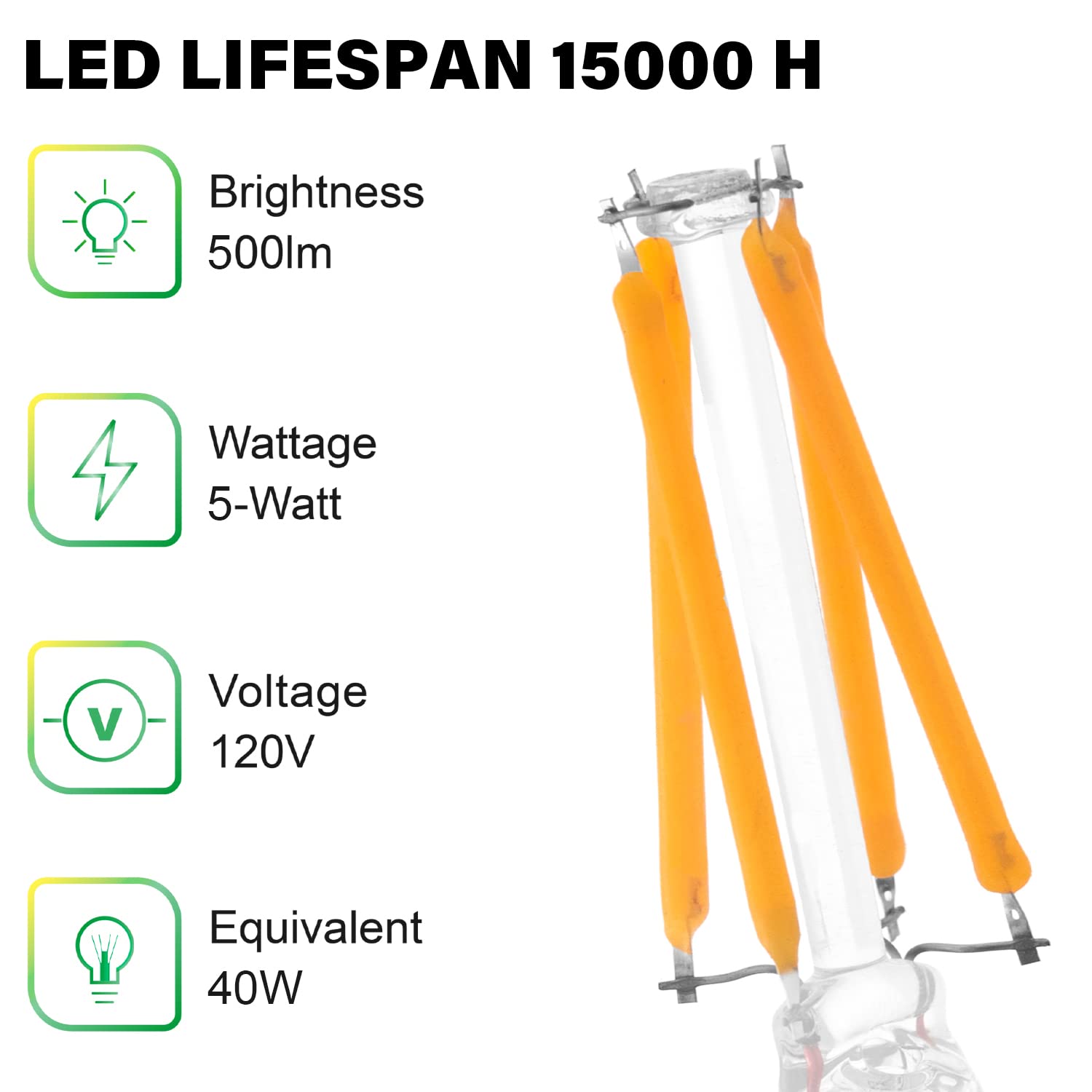 Led Appliance Bulb, 40W Equivalent, Range Hood Light Bulbs, Soft White 2700K, 5W 500 Lumens, Non-Dimmable, E26 Base, Refrigerato