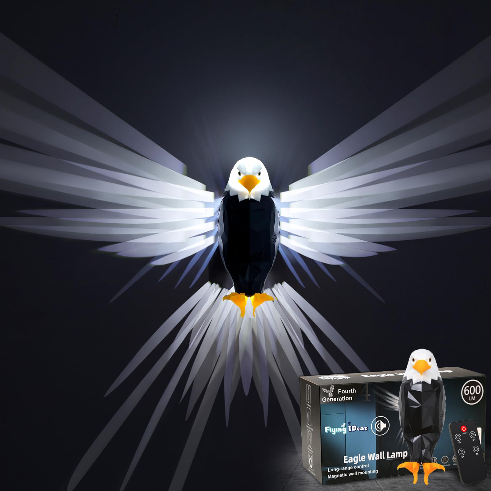 Eagle Wall Light, American Bald eagle light with Eagle Sound, Magnetic Wall Mounted LED eagle night light with Remote Control, U