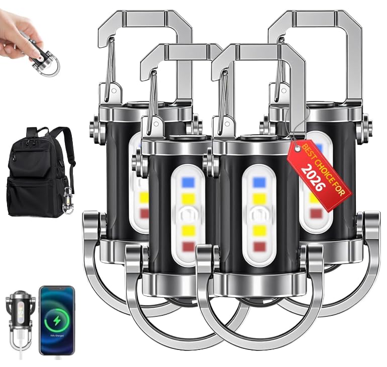 Coliatik Portable Rechargeable Bright Keychain Flashlight with Strong Light Pocket Size LED Flashlight Keychain Accessories Char