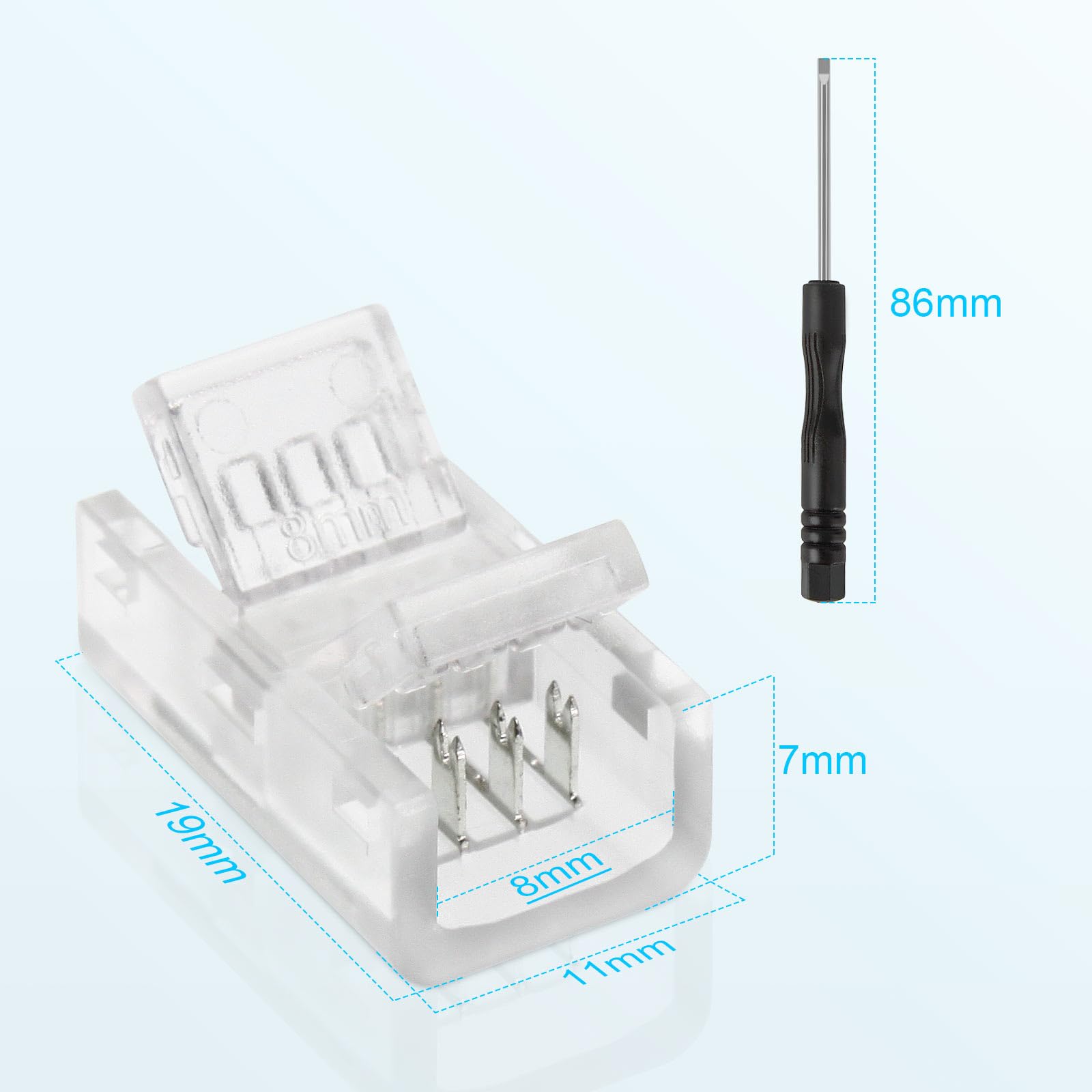 Rgbzone 10Pcs 8Mm 4 Pin Led Connectors, Strip To Strip Rgb Connector For 8Mm Wide Waterproof Or Non-Waterproof Smd 5050/3528 Rgb