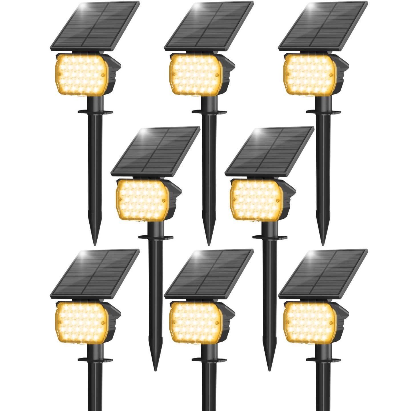 VOLISUN Solar Spot Lights, 27 LED, IP67 Waterproof, Auto On/Off, 8 Pack, Warm White, Model 21464