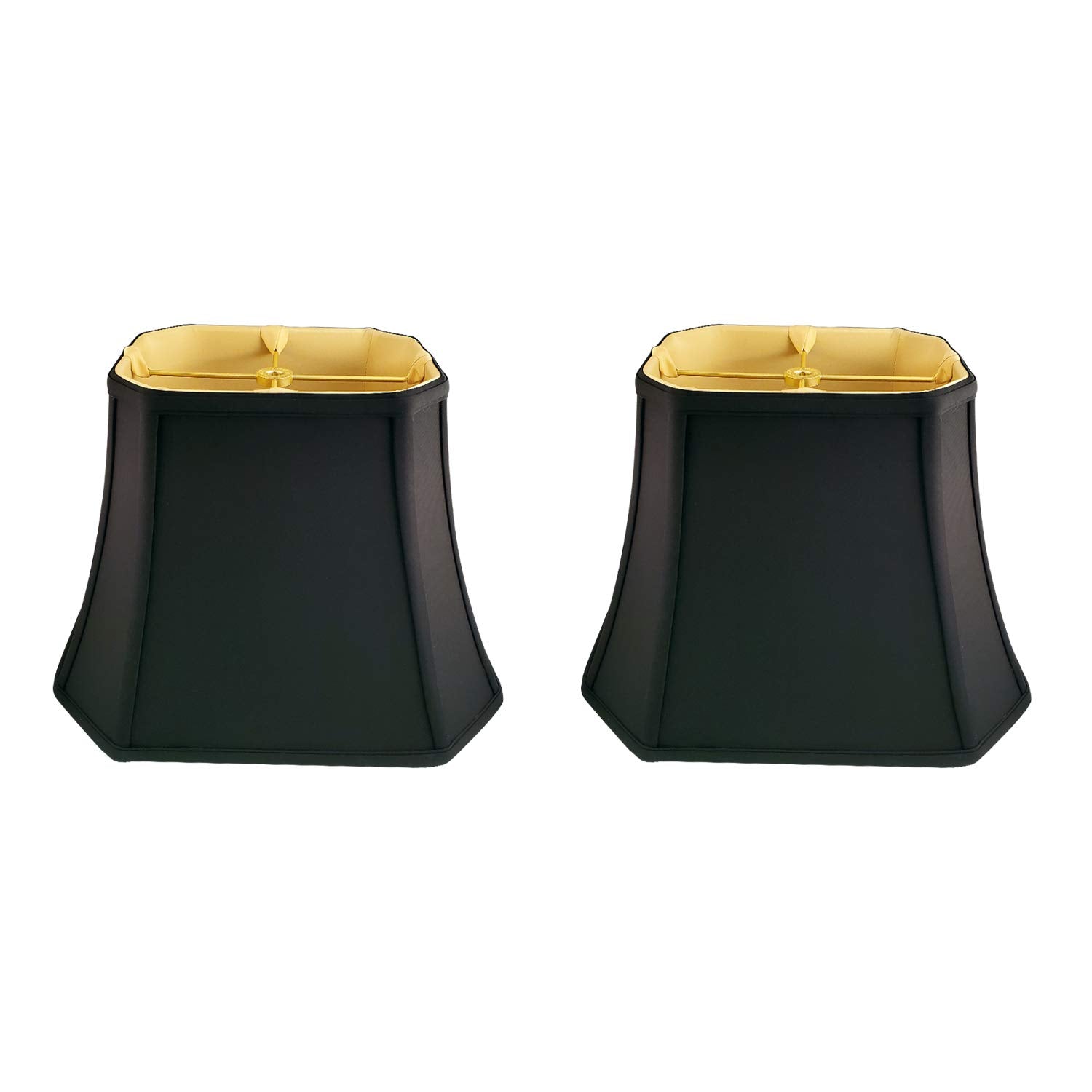 Royal Designs, Inc. Rectangle Lamp Shade, 6.5 x 12 x 10, Black with Gold, 2-Pack, Model BSO-710-12BLK/GL-2