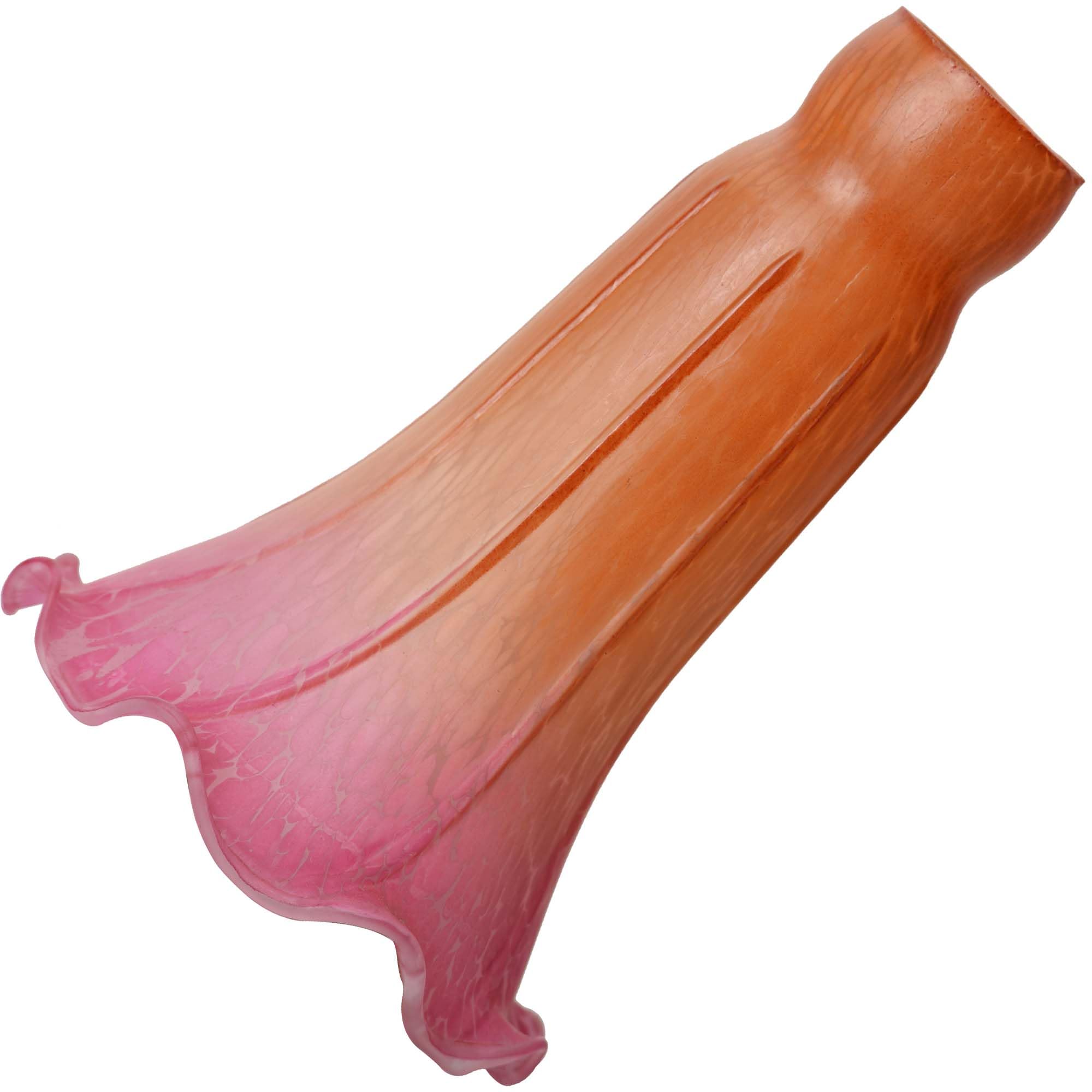 Bieye LS20 Lily Flower Blown Glass Lampshade (Orange Pink, Opening I.D. 1.26'' x O.D. 1.5'')
