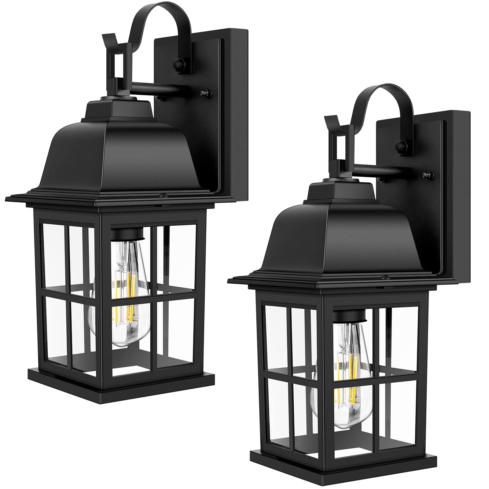 TOBUSA 2-Pack Outdoor Light Fixtures Wall Mount, 100% Aluminium Waterproof Exterior Wall Lantern, Anti-Rust Outside Black Wall S