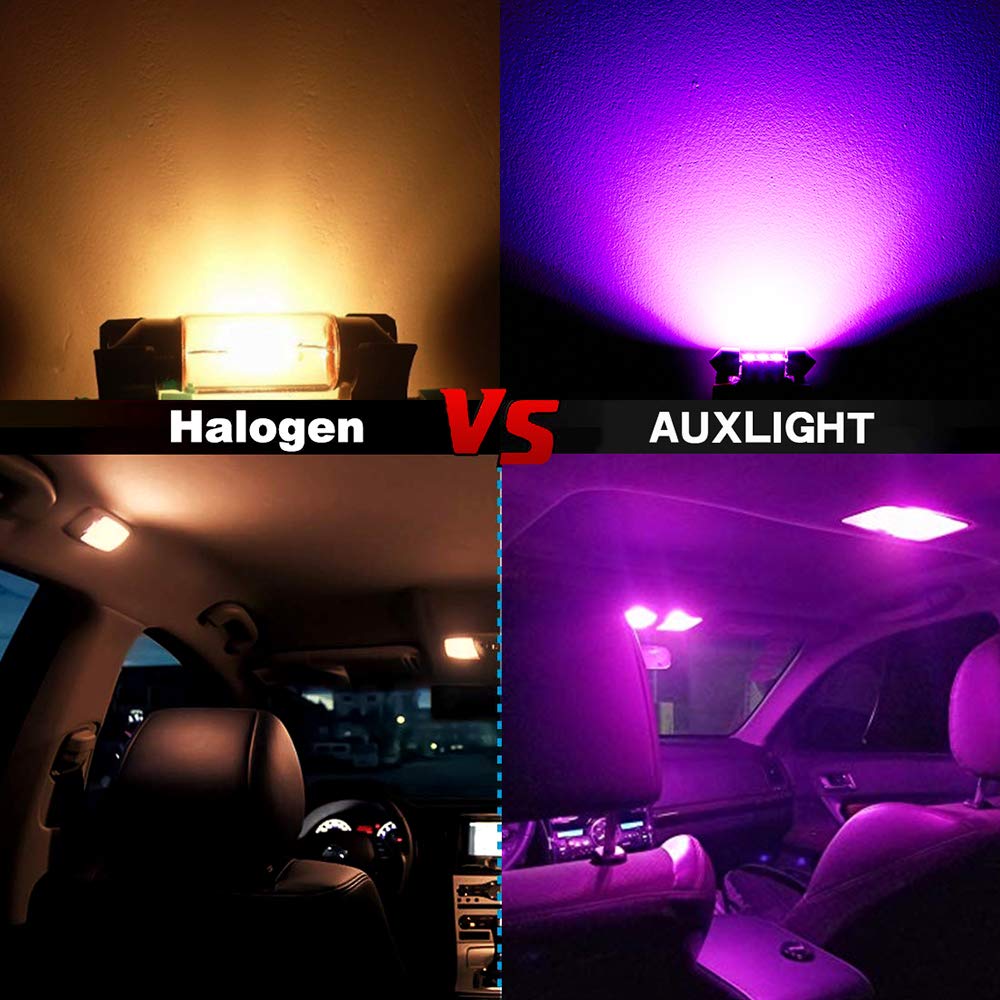 Auxlight 6614 6641 6612F 6615 F30-Whp Ts-14V1Cp 29Mm 1.14   Festoon Led Interior Light Bulbs Purple, Super Bright 6Smd Chips For