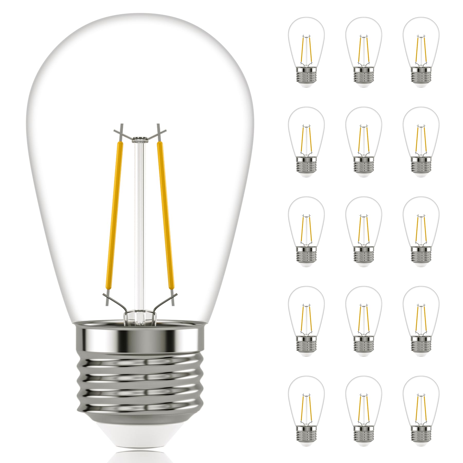 Zuske 25-Pack Led S14 Replacement Light Bulbs, Shatterproof 0.9W Vintage Edison Bulbs For Outdoor Patio Backyard String Lights, 