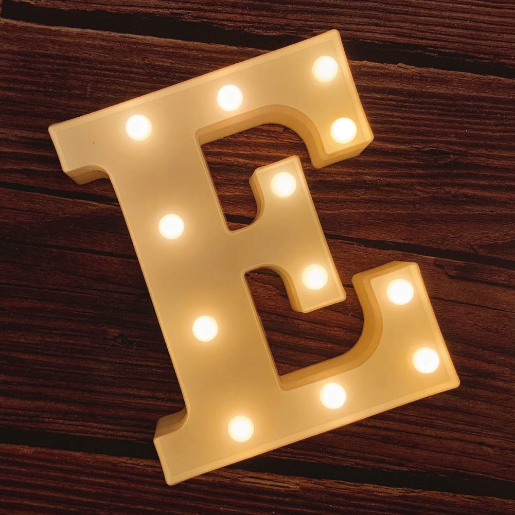 MUMUXI Marquee Light Up Letter E | Battery Powered | Bright Polypropylene Decoration for Wedding, Birthday, Party, Christmas