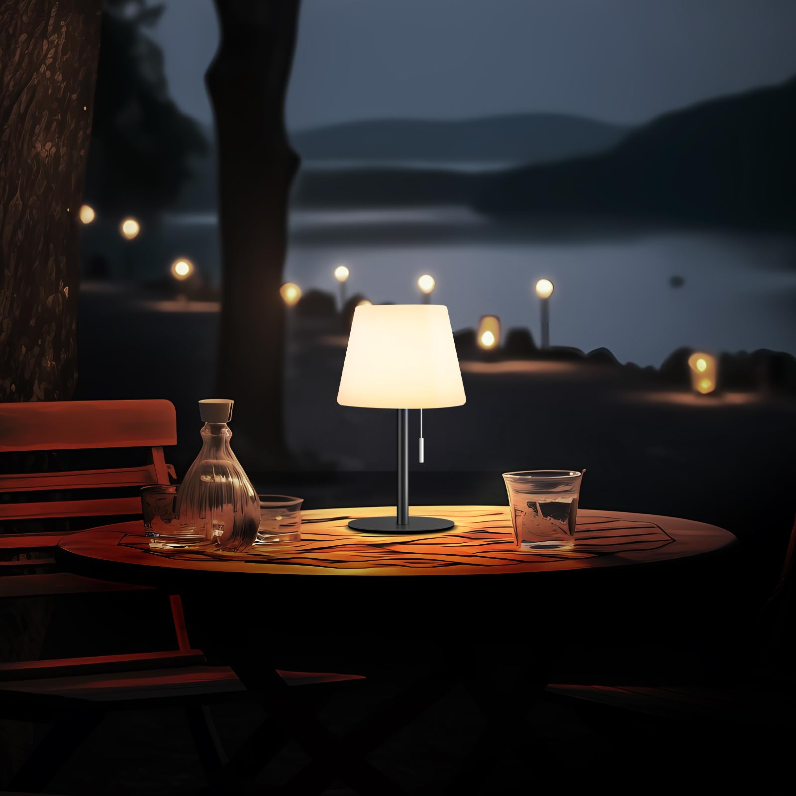 Gewiny Outdoor Battery Operated Table Lamp Cordless Shower Lamp Waterproof Led Dimmable Warm White And Rgb Table Lamps Rechargea