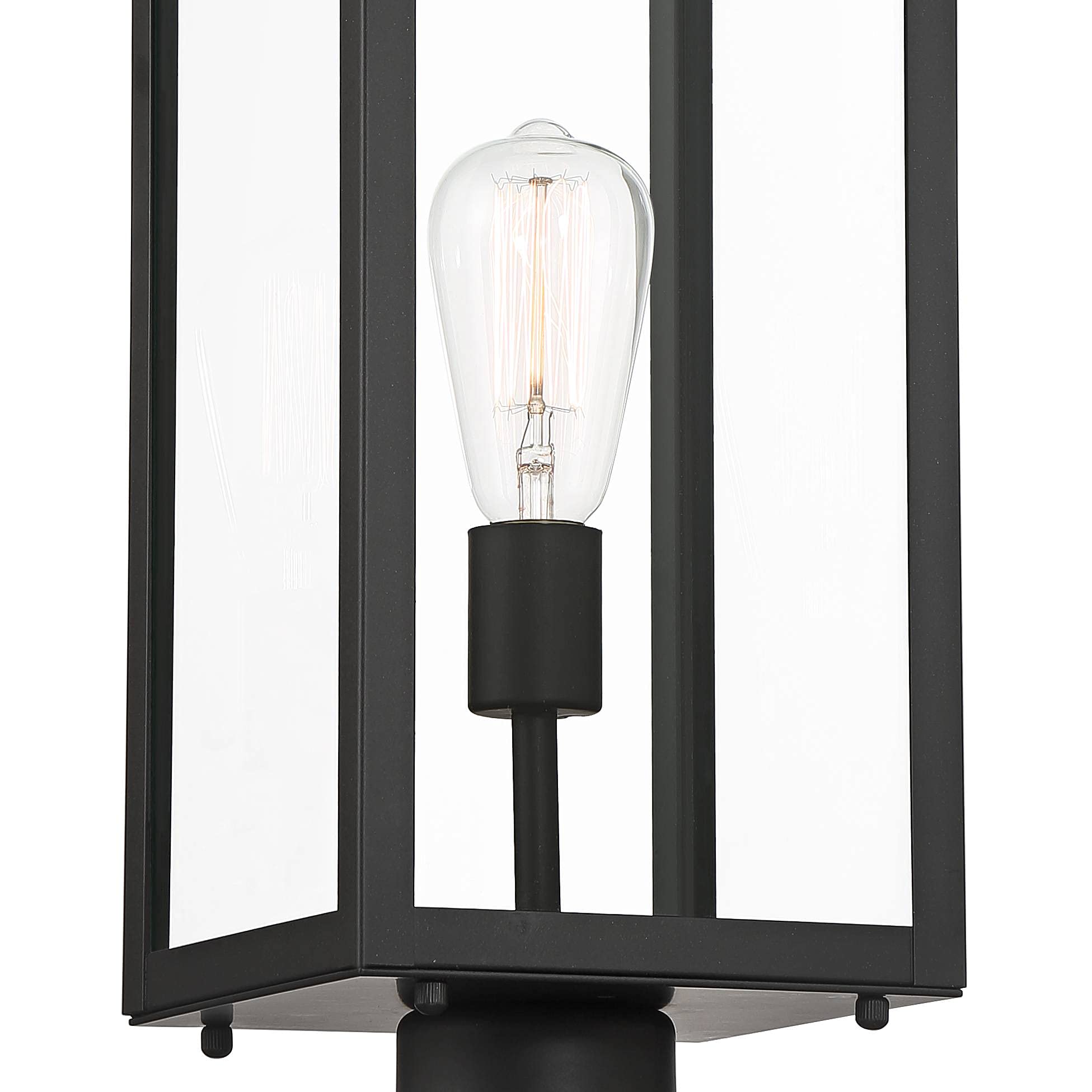 John Timberland Outdoor Post Light Fixture, 21.75in Clear Glass Panel, Metal, Black, Model 10-2101-504