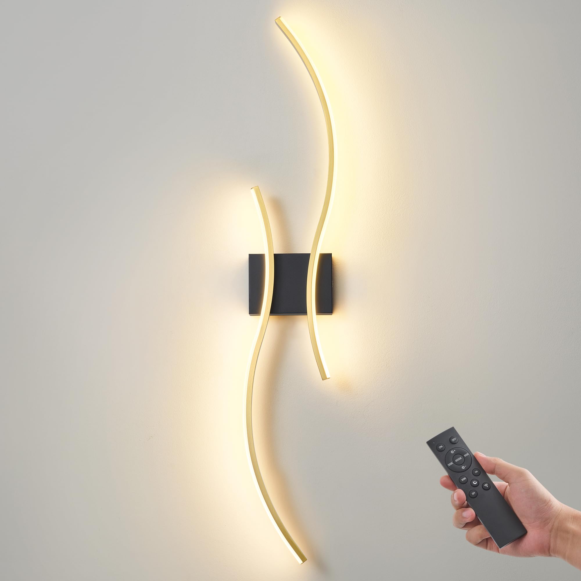 GLOTHOR Battery Operated Wall Sconce 1 Pack, 39.3 Inch Dimmable Modern LED Rechargeable Wall Light with Remote Control, Wall Dec