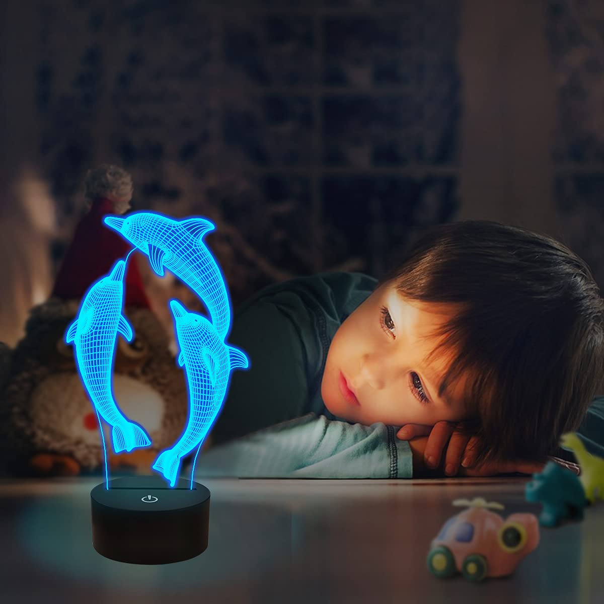 Fullosun Night Light For Kids Ocean Dolphin 3D Night Light Porpoise Bedside Lamp With Remote Control 16 Color Changing Xmas Hall