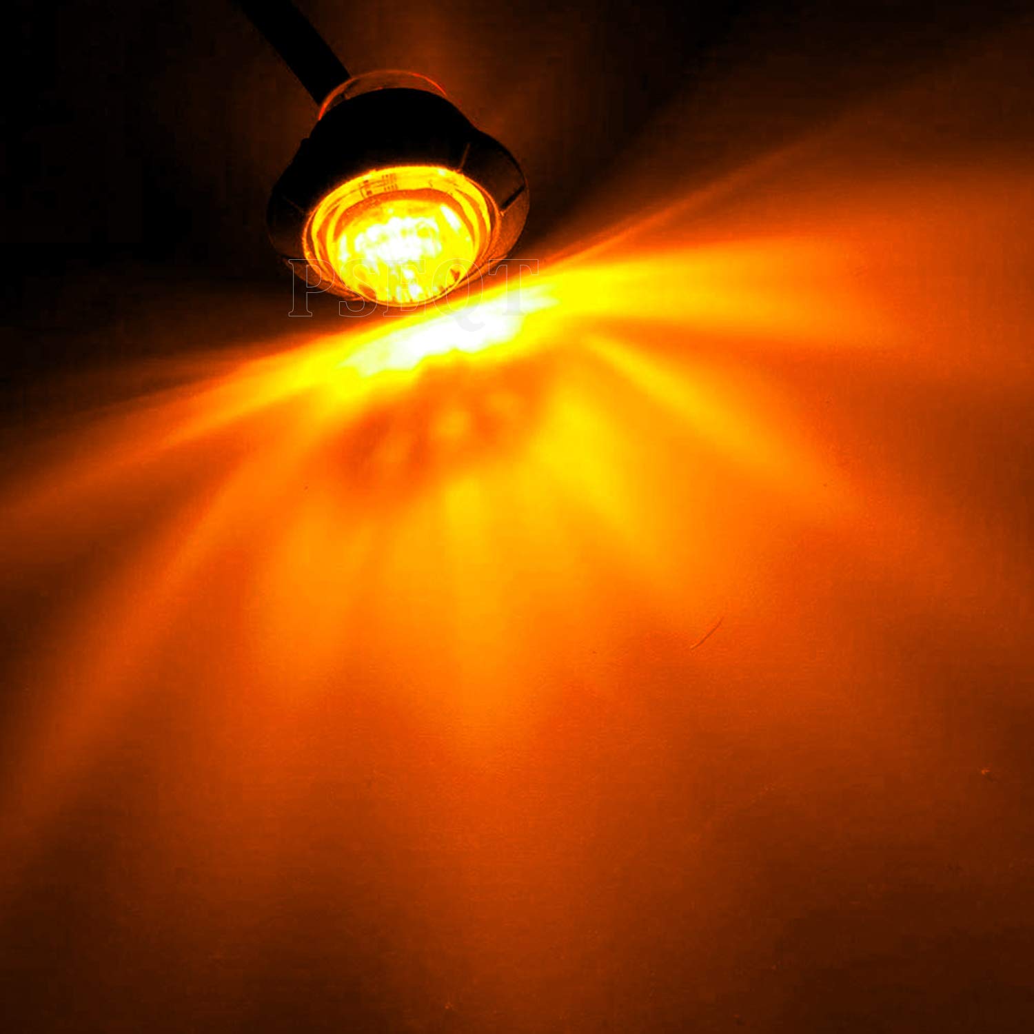 Pseqt 3/4&quot; Led Rock Lights Round Underglow Wheel Fender Side Marker Clearance Lights With Bullet Grommets Waterproof For Trailer Golf Cart Offroad Wrangler Truck Rv Utv Atv (Amber, 10Pcs)