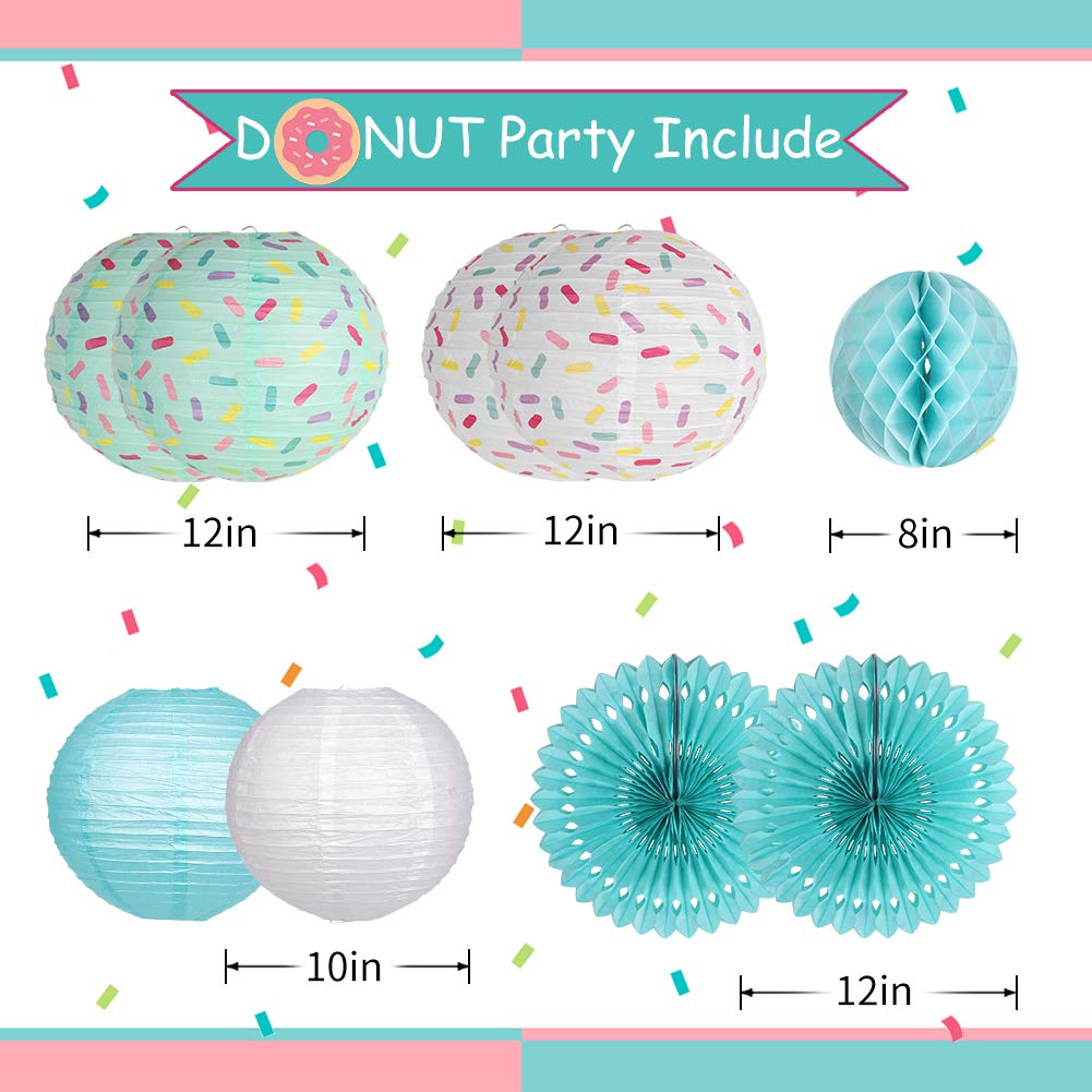Yunxuan Donut Birthday Party Decorations, Donut Party Supplies Paper Lanterns Fan Honeycomb Ball Hanging Paper Lanterns For Baby