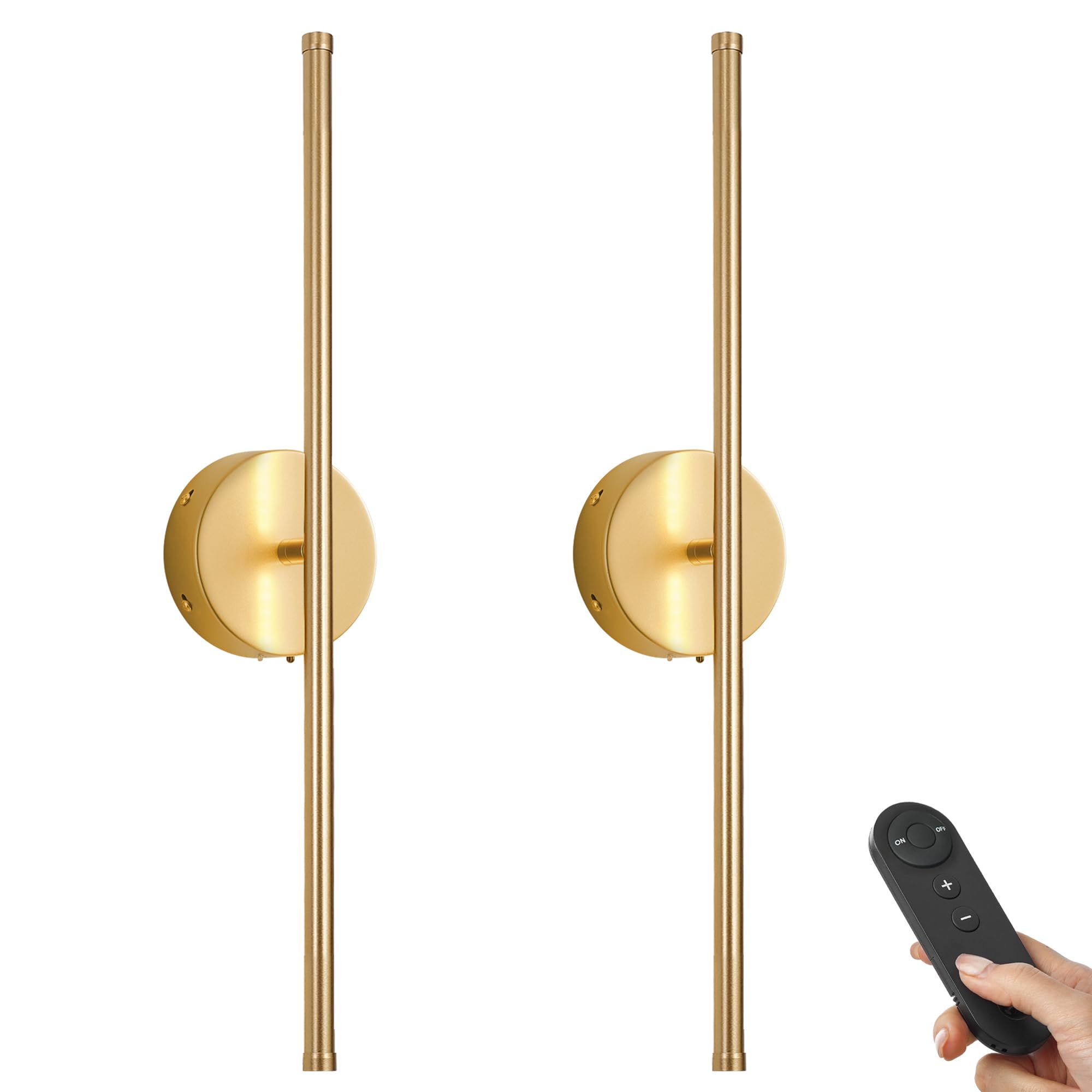KARTOOSH Wall Sconces Set of Two, Dimmable 3000K LED, 20.4 Inch, Gold, Model ZM317BGD50
