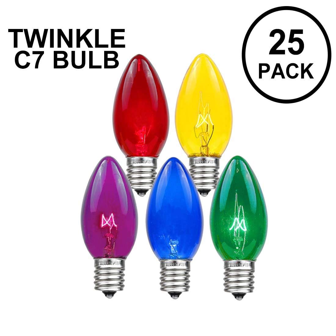 Novelty Lights Twinkle Christmas Replacement Bulbs - Outdoor Individual Bulbs For Events, Holiday Parties, Patios, And More - C7