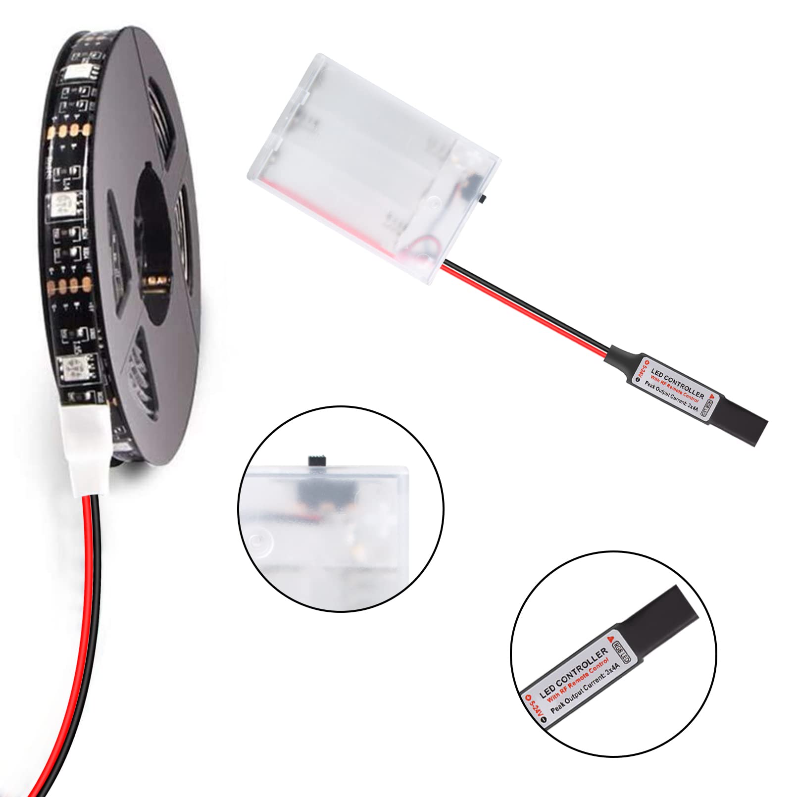 Abtong Led Strip Lights Battery Powered Rgb Led Strip Rope Lights Waterproof Led Lights With Remote Control Flexible Led Strip L