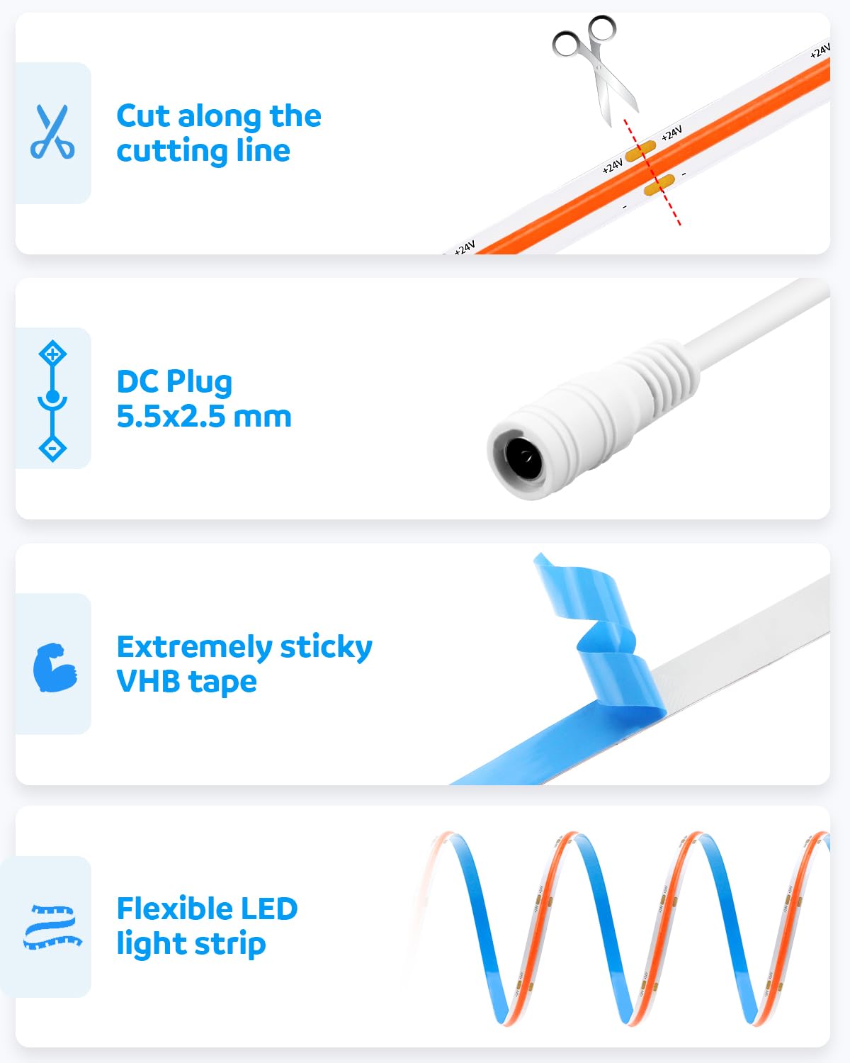 Aclorol Led Cob Light Strip 32.8Ft Red Led Strip Lights 24V Flexible Led Strip Lighting Led Tape For Bedroom Cabinet Other Diy L