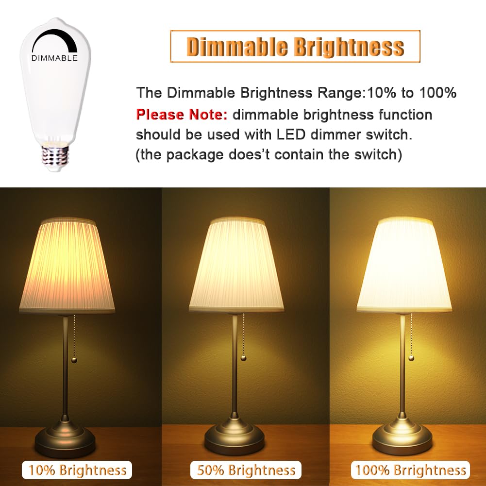 Boyamtoo Led Bulbs St64 6W Equivalent 60W 2700K Warm White Vintage Led Light Bulbs 800Lm Dimmable Brightness With E26 Base And Frosted Glass Cover, Pack Of 3 (2700K, 6W)