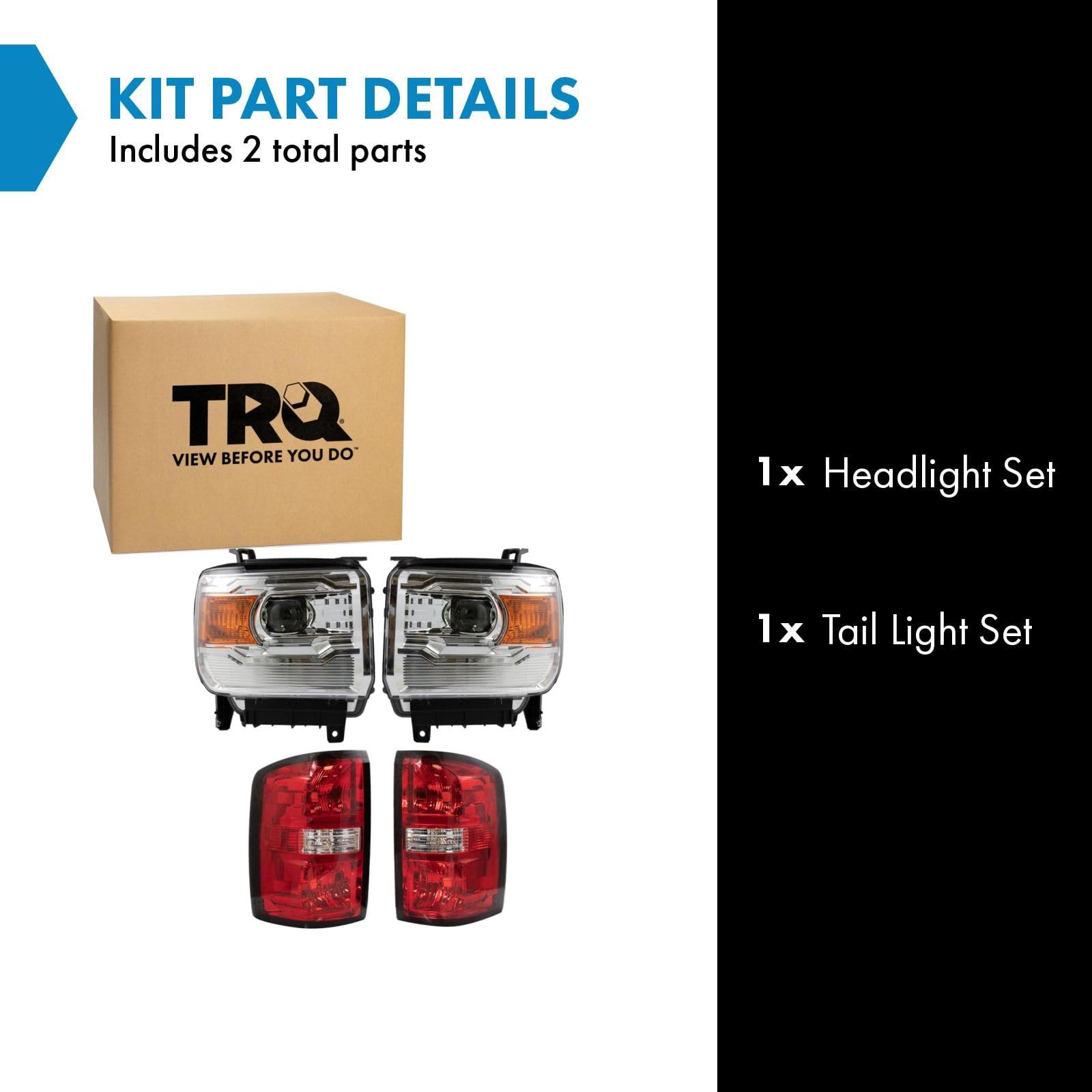 Trq Lighting Kit Driver & Passenger Side Compatible With 2014-2015 Gmc Sierra 1500 2015-2018 Sierra 2500 Hd Sierra 3500 Hd Gm2502394 Gm2503394 Gm2800262 Gm2801262