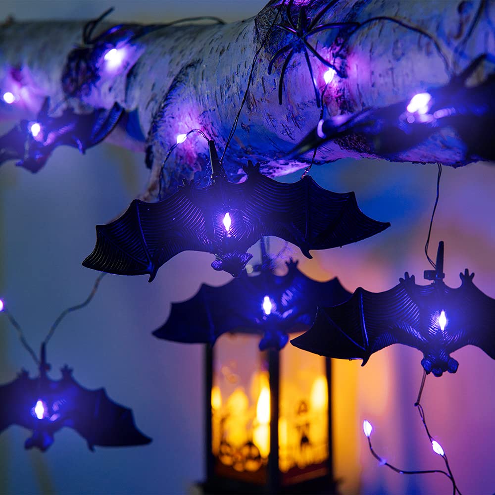 BOHON Halloween Lights String 30 LEDs Bat Fairy Lights with Remote 12 Lighting Modes Battery Operated String Lights for Outdoor