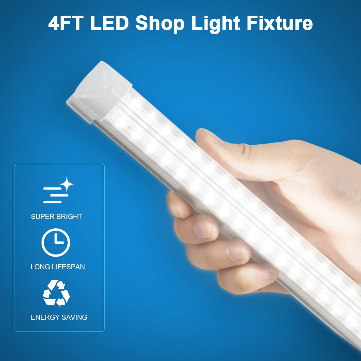 Shopled Led Shop Light 4Ft, 36W 4680Lm 6000K Cool White, V Shape, T8 4 Foot Led Tube Light Fixtures, Led Shop Lights For Garage,