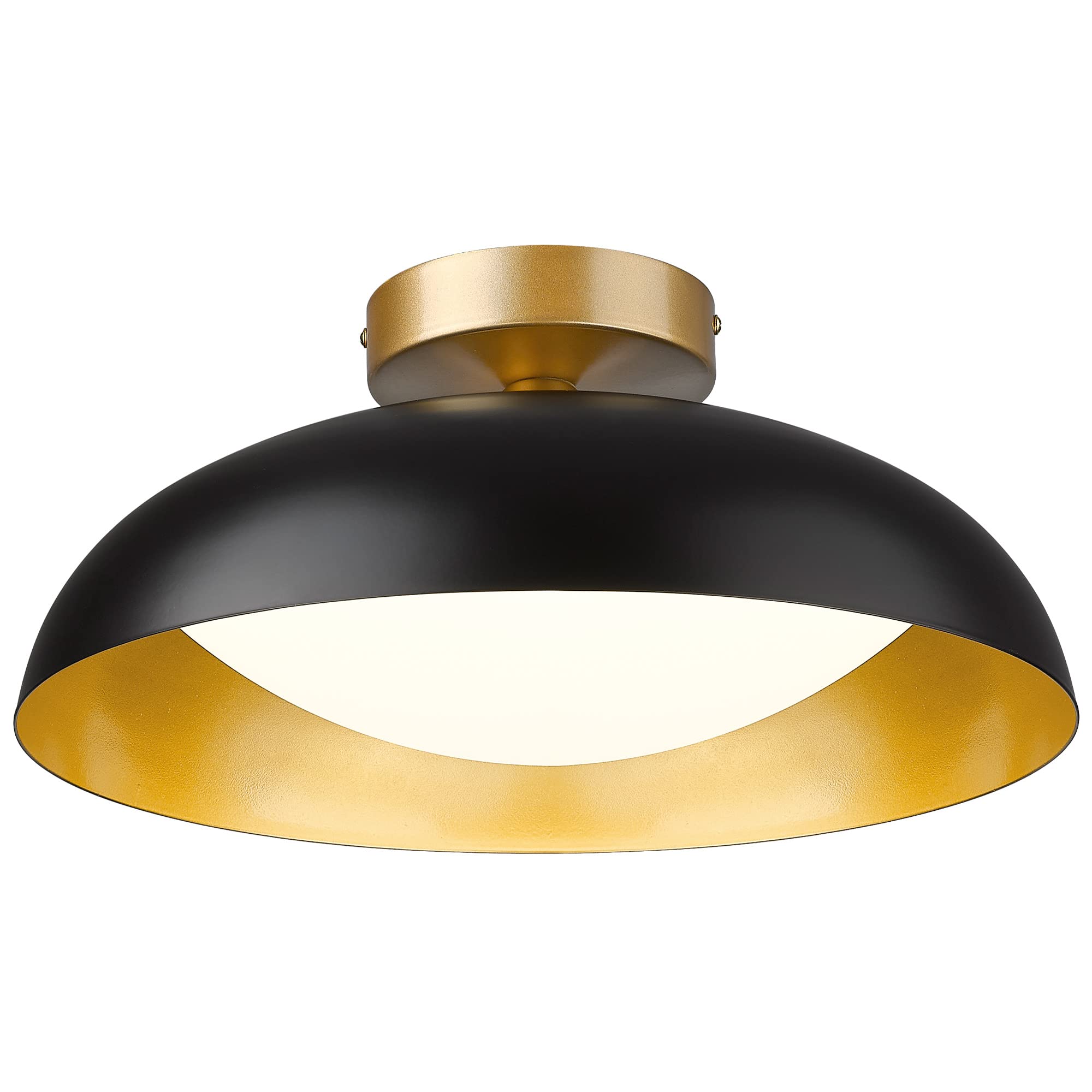 kudos Flush Mount Ceiling Light, 16-inch LED Ceiling Light Fixture, Black and Gold Finish, 24W 2400lm Light Fixtures for Living Room, Kitchen, Bedroom, Hallway, 5CCT Adjustable, KDCL02-BK
