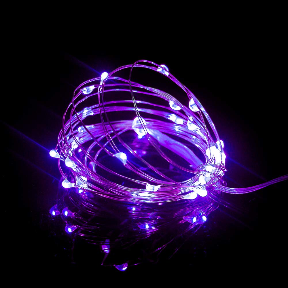 Xinkaite Led String Lights Waterproof 32.8Ft Led Fairy Lights Battery Operated For Wedding, Home, Garden, Party, Christmas Decoration, Purple