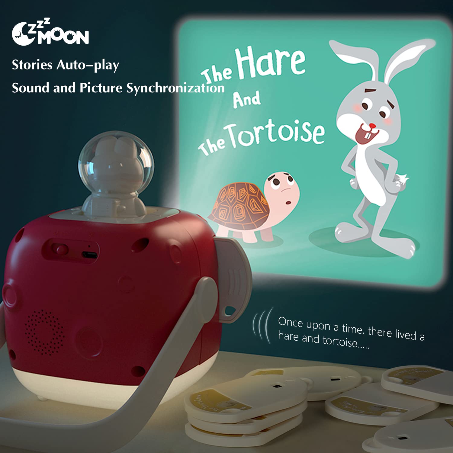 ZZZMOON Story Projector for Kids, Birthday Gifts for 2 3 4 Year Old Girls and Boys, Toddlers Projector Toys for Ages 3-5 (Rechar