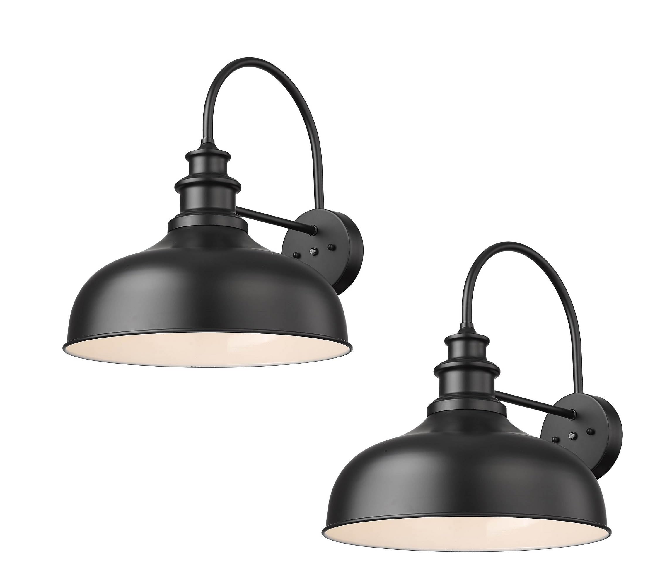 Bestshared Gooseneck Barn Light, Outdoor Wall Sconce, 2 Pack, Black+White, Metal, Model BSDDV260-NE