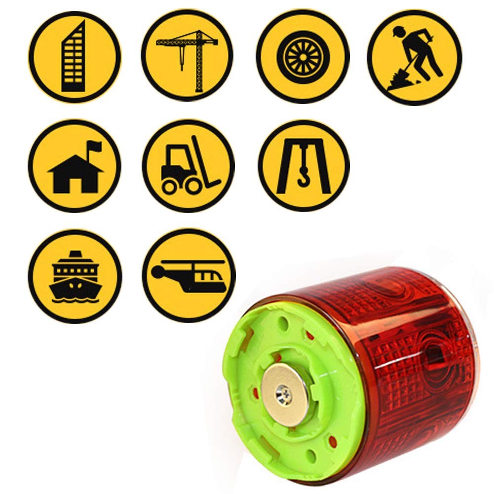 Aolyty Solar Strobe Warning Light Strong Magnetic Base Flashing Super Bright 360 Degree Automatically Turn On Waterproof For Construction Traffic Factory (Red)