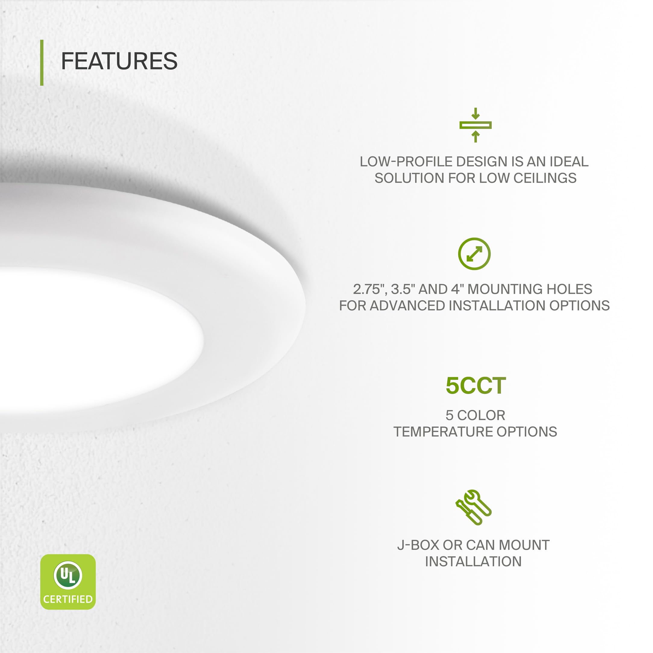 ASD 6 Pack LED Disk Lights, Dimmable 10W 4 Inch, White, CRI90+, Flush Mount Ceiling Fixture, Model ASD-LDS-4D10AC-WH