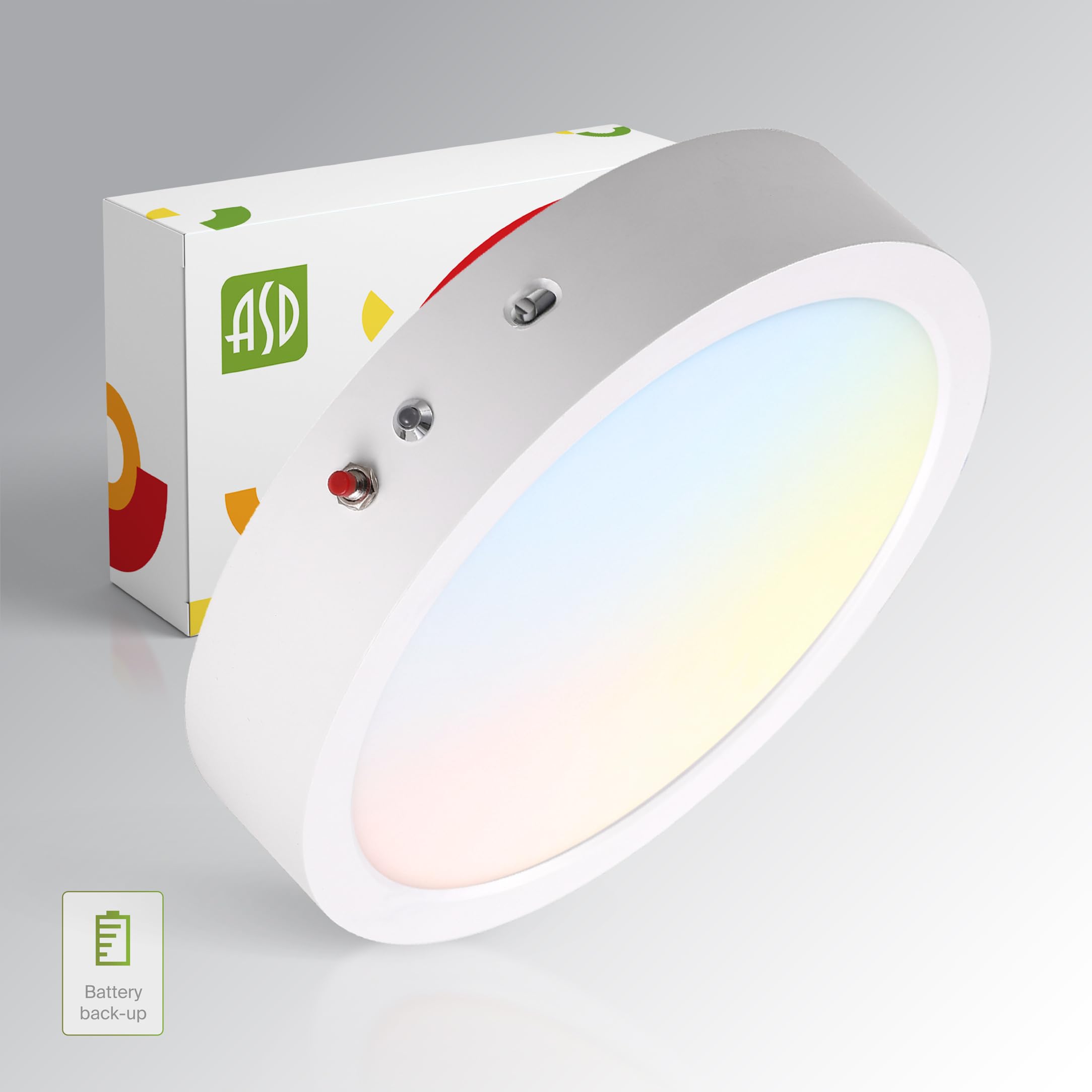 ASD LED 9 Inch Round Flush Mount Ceiling Light Fixture | 18W 1600LM 2700-6000K 120V | 3CCT, Dimmable, Battery Backup, Ultra Slim