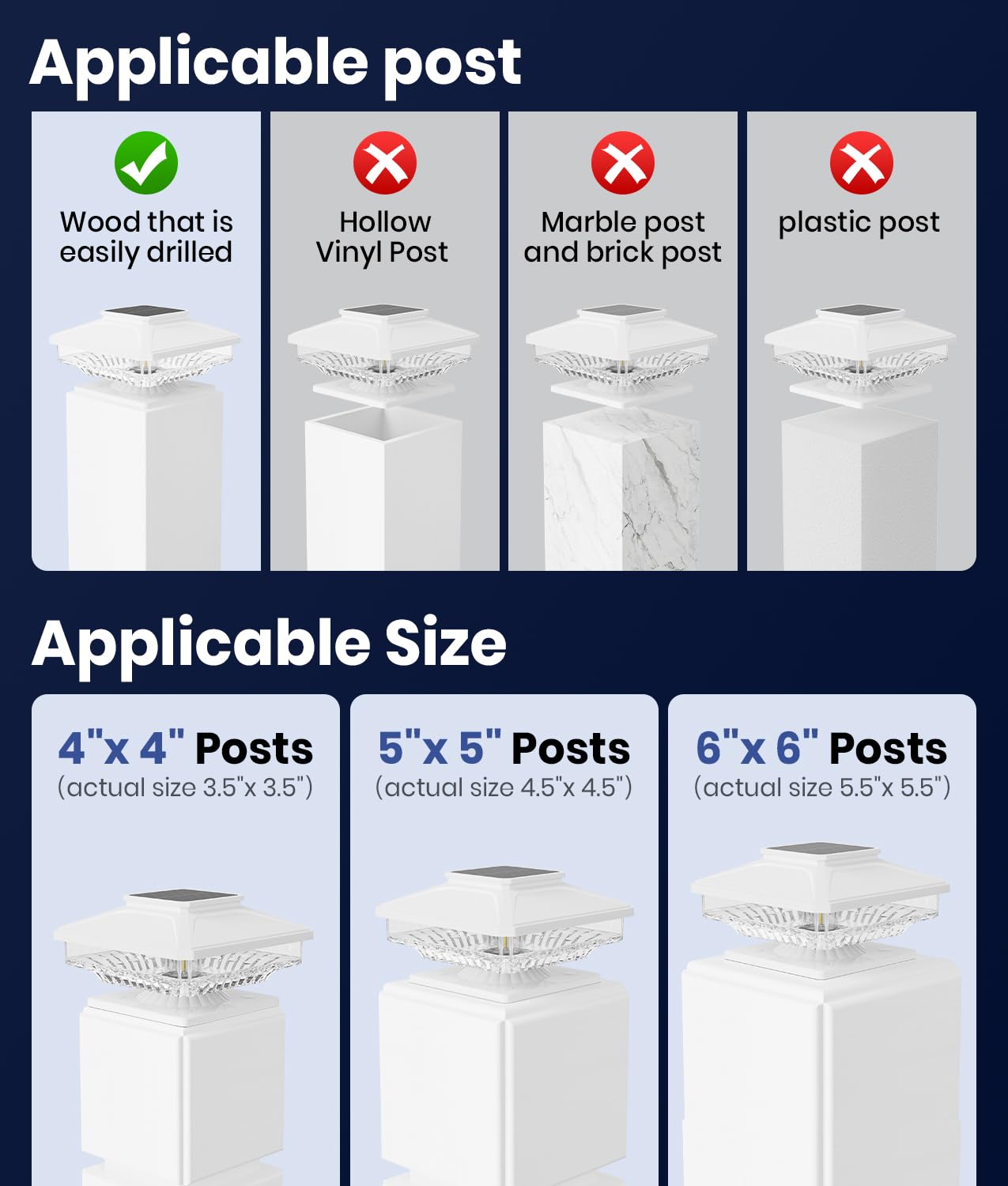 Bright White 8 Pack Solar Post Cap Lights,[Not Hollow Post],Ip65 Waterproof Solar Post Lights Outdoor Fence Post Cap Lights, Deck Fence Cap Light For 4X4 5X5 6X6 Wood Posts In Garden Decor