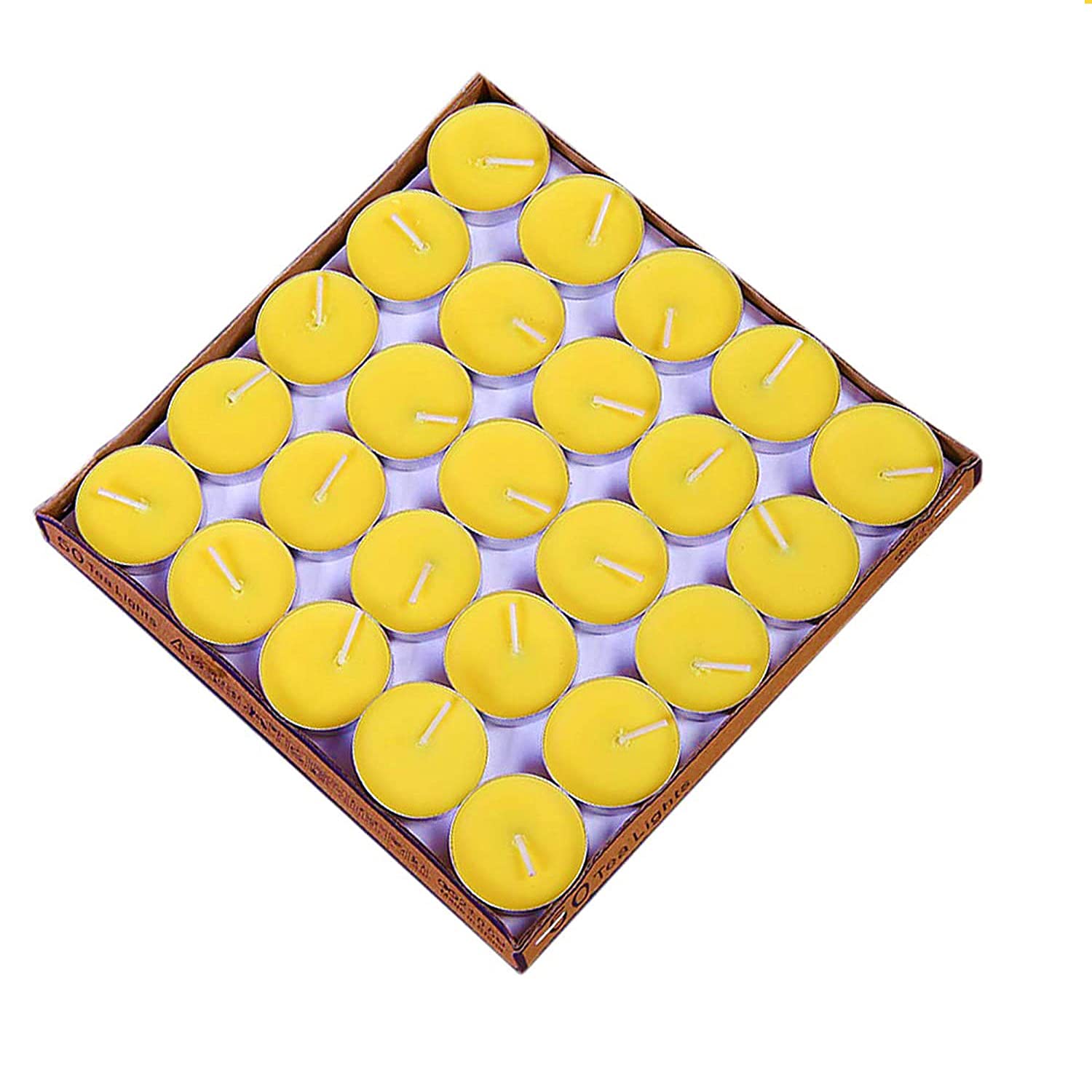 Ein Sof Unscented Tea Lights Candles | Yellow Paraffin Wax Tealight Candle Perfect for Home Decor | Long Lasting | 2 to 3 Hours