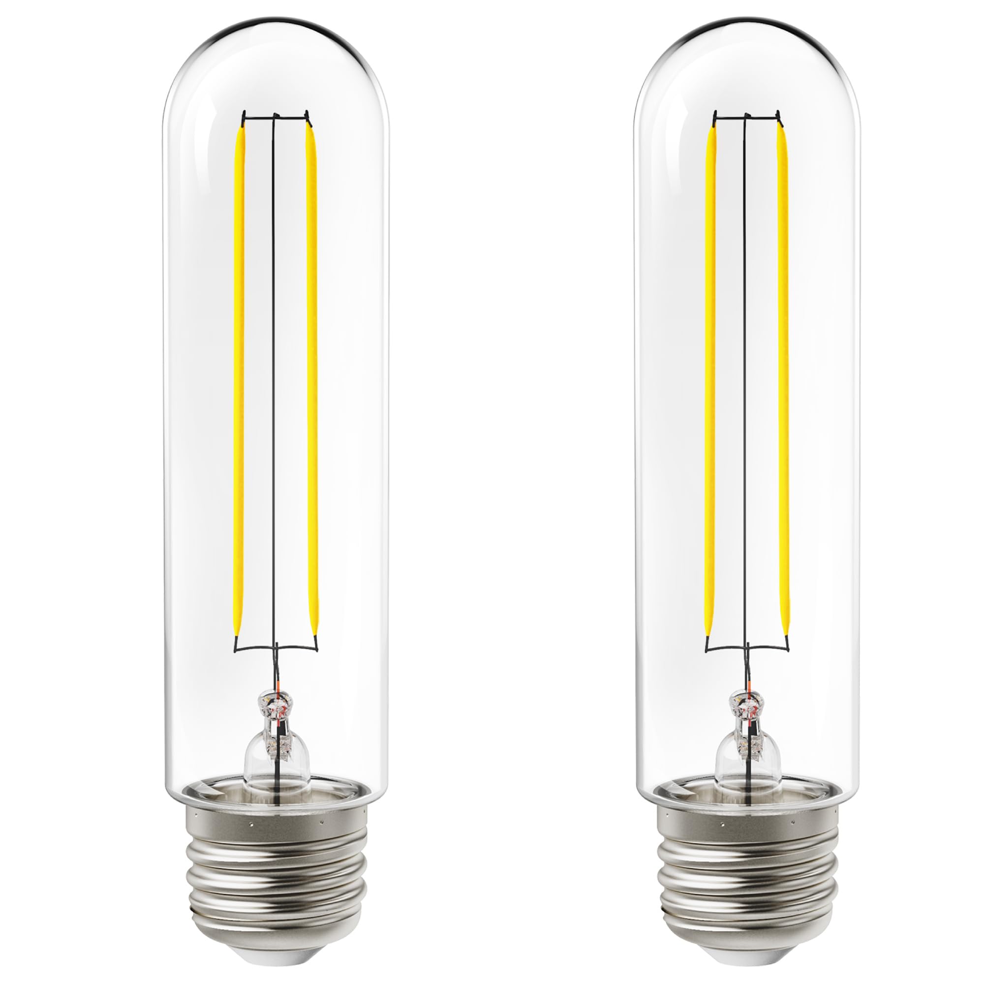 Sunco Lighting 2 Pack 5W=40W Dusk to Dawn T10 Light Tubular LED Bulbs, CRI90, 2700K Soft White, E26 Base, 450 Lumens, Vintage Fi