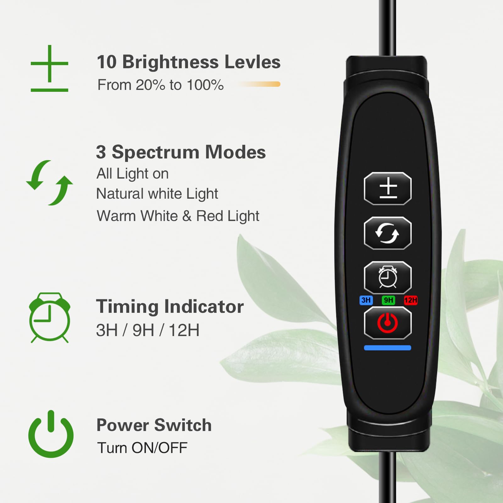 SDOVUERC Full Spectrum Grow Light with Stand for Indoor Plants, Floor Plant Light, 3/9/12H Timer, 3 Color Modes, Adjustable Heig