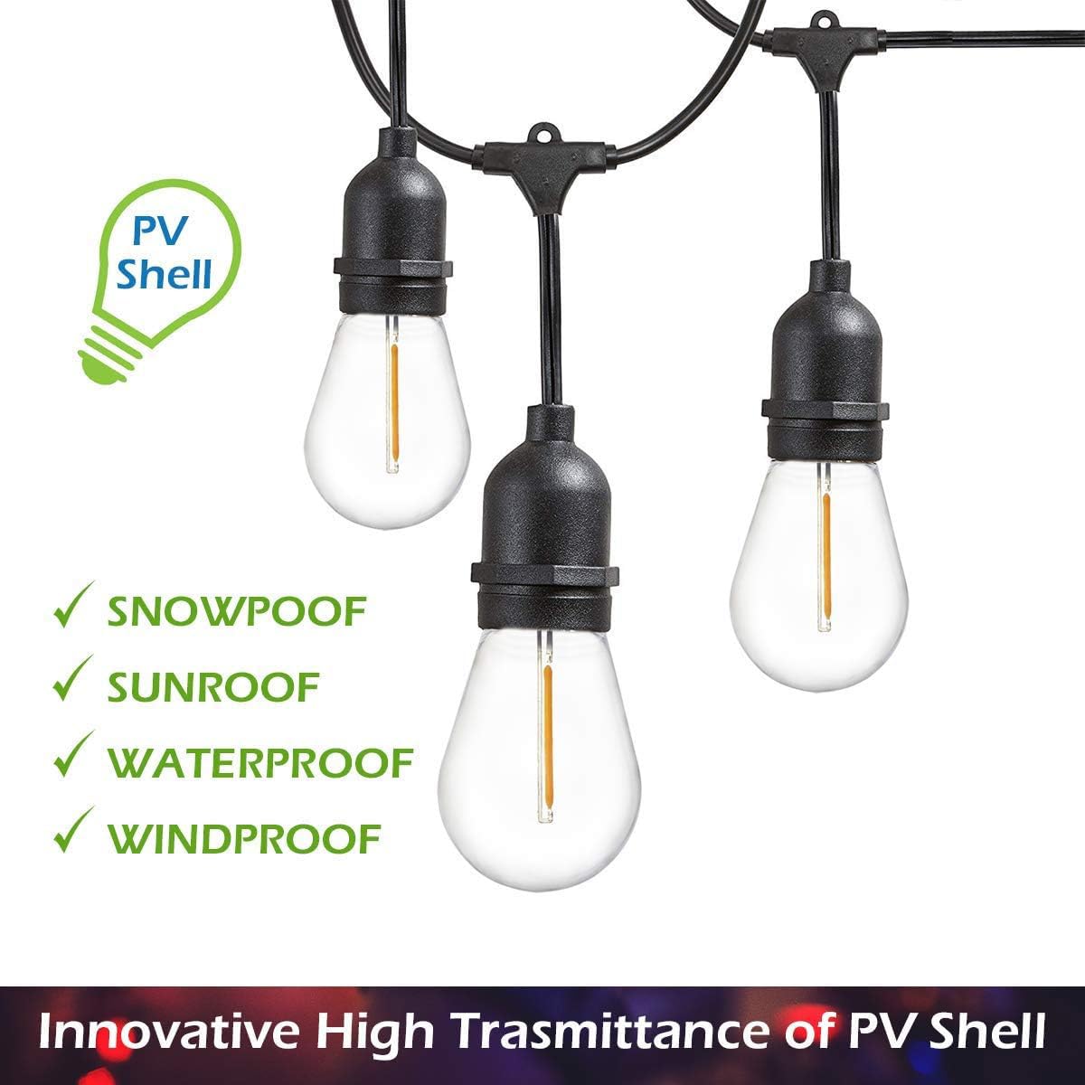 Jslinter 24-Pack LED String Light Bulbs, 1W Shatterproof Edison Replacement, Warm White, E26 Base, Model JC-1WL-1808