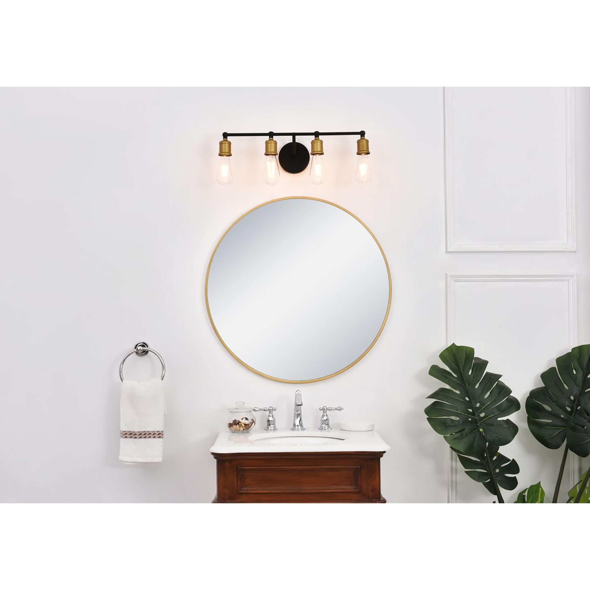 Living District Indoor Modern Home Decorative Bright Ceiling Serif 4 Light Brass and Black Wall Sconce