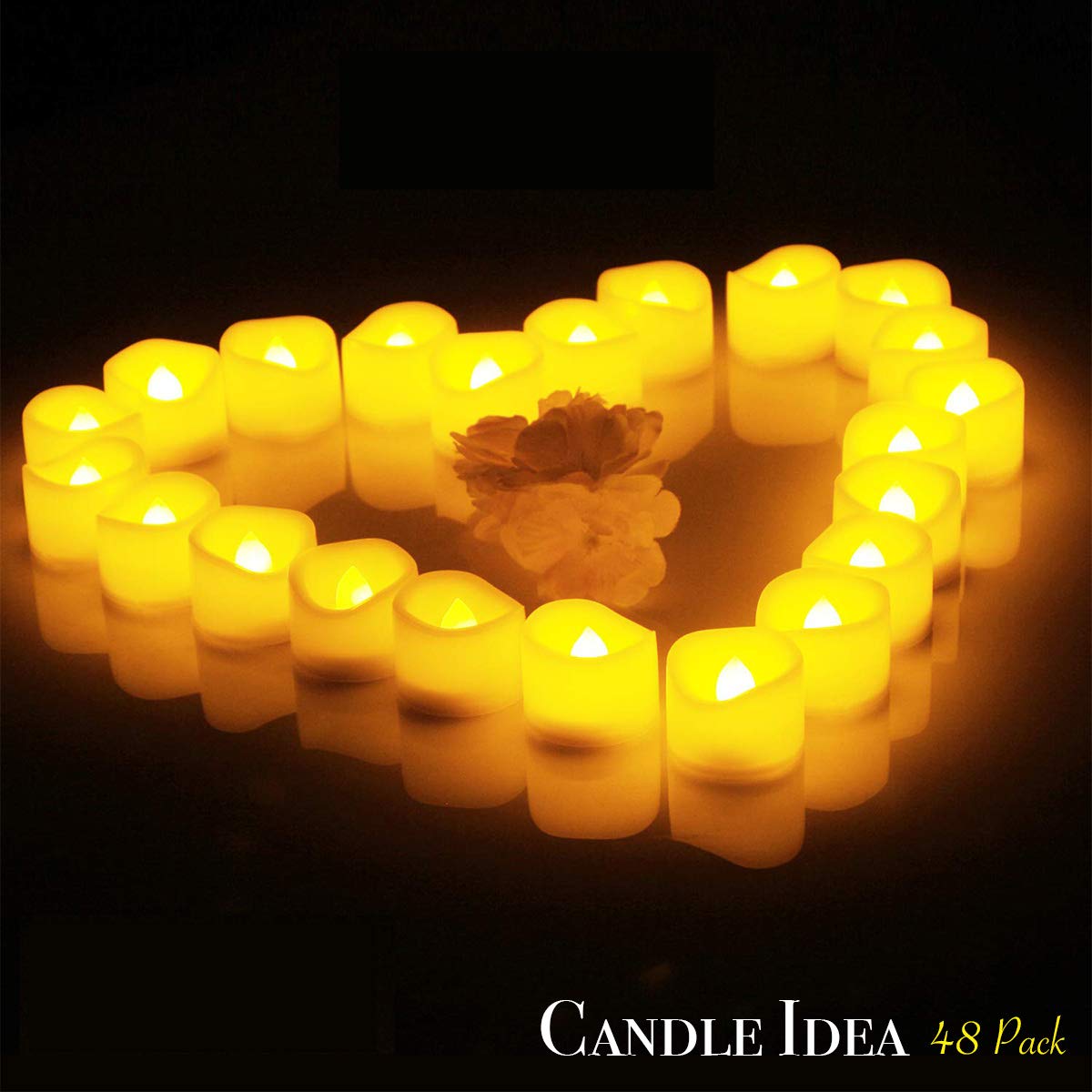 CANDLE IDEA 48 PCS LED Flameless Flickering Tea Lights Votive Candle Battery Operated/Electric Flicker LED Tealight Bulk Fake Ca