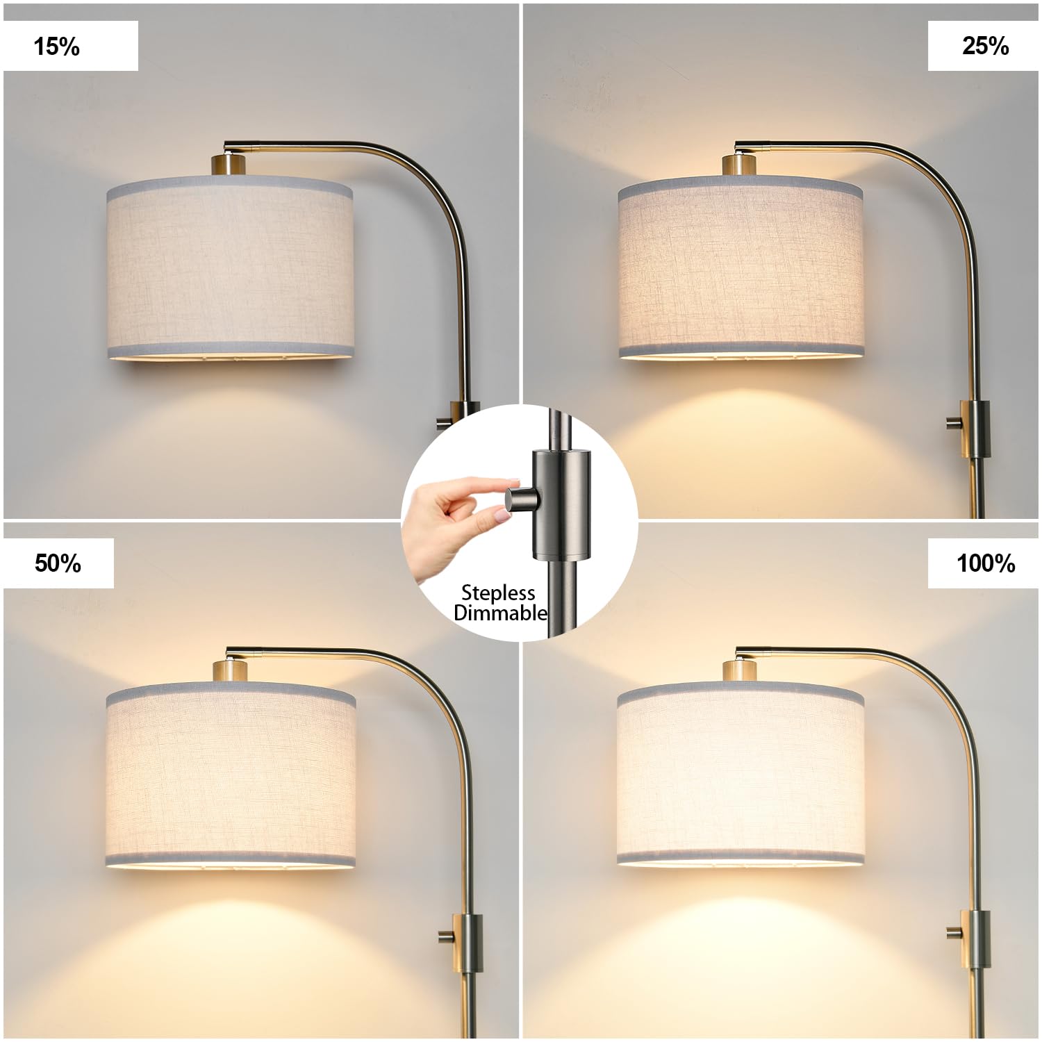 Nintiue Dimmable Floor Lamp, 1200 Lumens Led Edison Bulb Included, Arc Floor Lamps For Living Room Modern Standing Lamp With Lin